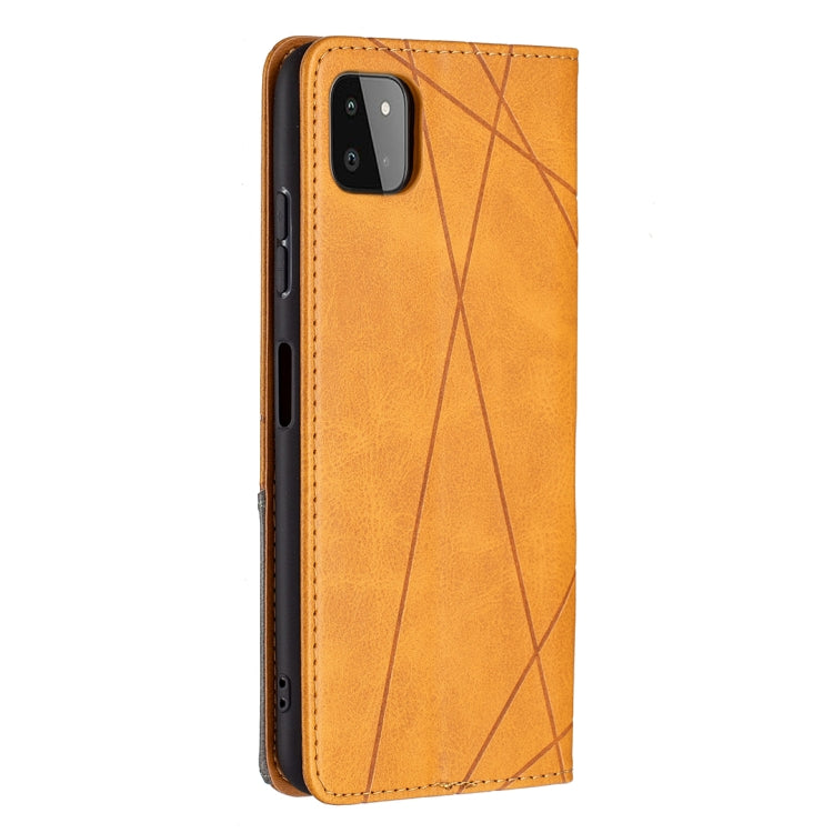 For Samsung Galaxy A22 5G Rhombus Texture Horizontal Flip Magnetic Leather Case with Holder & Card Slots