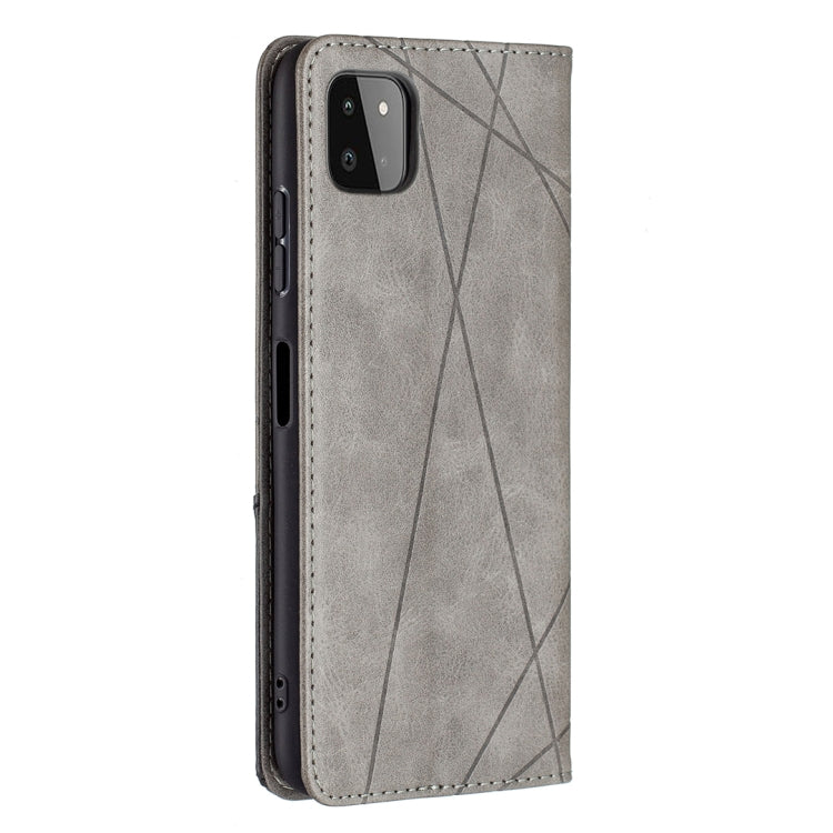 For Samsung Galaxy A22 5G Rhombus Texture Horizontal Flip Magnetic Leather Case with Holder & Card Slots