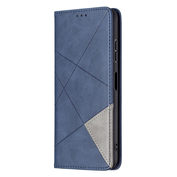 For Samsung Galaxy A22 5G Rhombus Texture Horizontal Flip Magnetic Leather Case with Holder & Card Slots