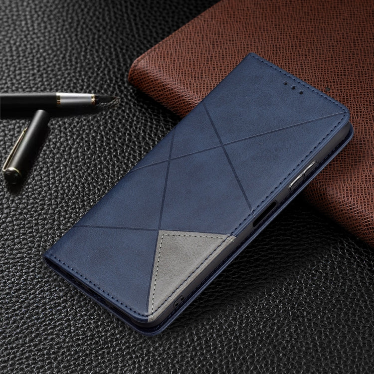 For Samsung Galaxy A22 5G Rhombus Texture Horizontal Flip Magnetic Leather Case with Holder & Card Slots