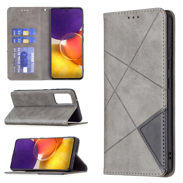 For Samsung Galaxy A82 5G Rhombus Texture Horizontal Flip Magnetic Leather Case with Holder & Card Slots