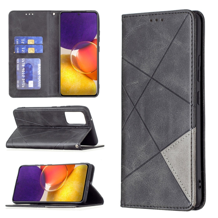 For Samsung Galaxy A82 5G Rhombus Texture Horizontal Flip Magnetic Leather Case with Holder & Card Slots