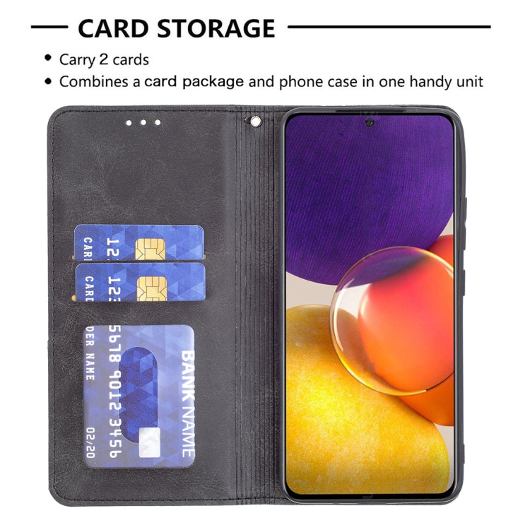 For Samsung Galaxy A82 5G Rhombus Texture Horizontal Flip Magnetic Leather Case with Holder & Card Slots