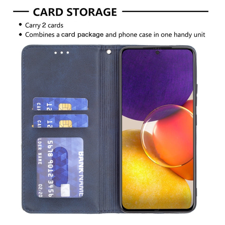 For Samsung Galaxy A82 5G Rhombus Texture Horizontal Flip Magnetic Leather Case with Holder & Card Slots