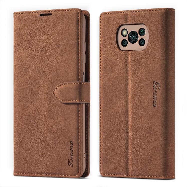 For Xiaomi Poco X3 / X3 NFC / X3 Pro Forwenw F1 Series Matte Strong Magnetism Horizontal Flip Leather Case with Holder & Card Slots & Wallet & Photo Frame