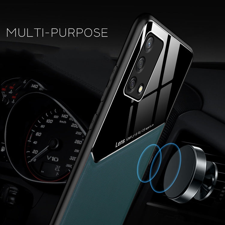 For OPPO A74 4G All-inclusive Leather + Organic Glass Protective Case with Metal Iron Sheet