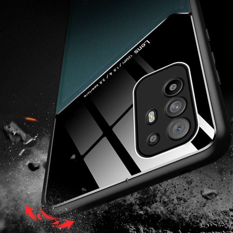 For OPPO F19 Pro+ 5G / A95 All-inclusive Leather + Organic Glass Protective Case with Metal Iron Sheet