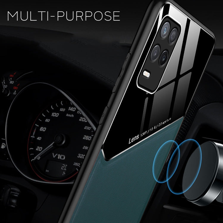 For OPPO Realme V13 5G / Realme 8 5G All-inclusive Leather + Organic Glass Protective Case with Metal Iron Sheet