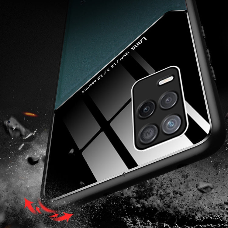 For OPPO Realme 8 4G All-inclusive Leather + Organic Glass Protective Case with Metal Iron Sheet