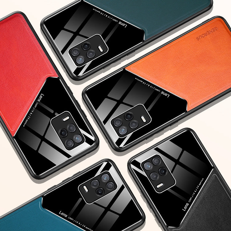 For OPPO Realme 8 4G All-inclusive Leather + Organic Glass Protective Case with Metal Iron Sheet