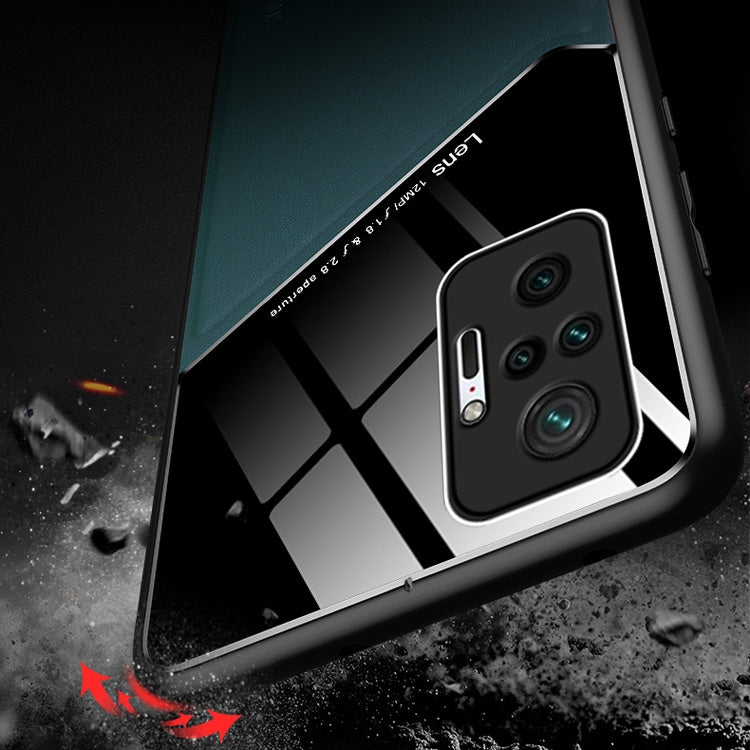 For Xiaomi Redmi Note 10 Pro Max All-inclusive Leather + Organic Glass Protective Case with Metal Iron Sheet