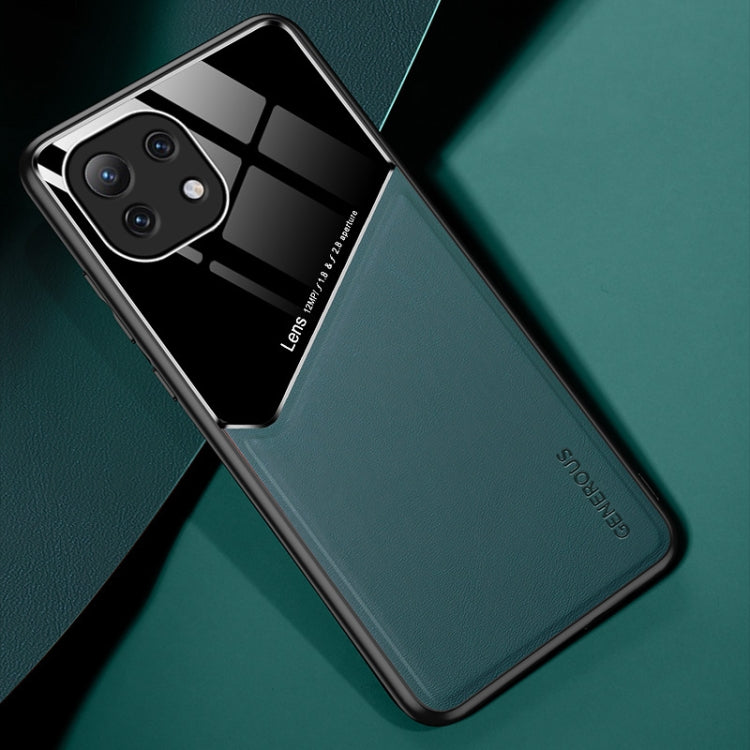 For Xiaomi Mi 11 Lite All-inclusive Leather + Organic Glass Protective Case with Metal Iron Sheet