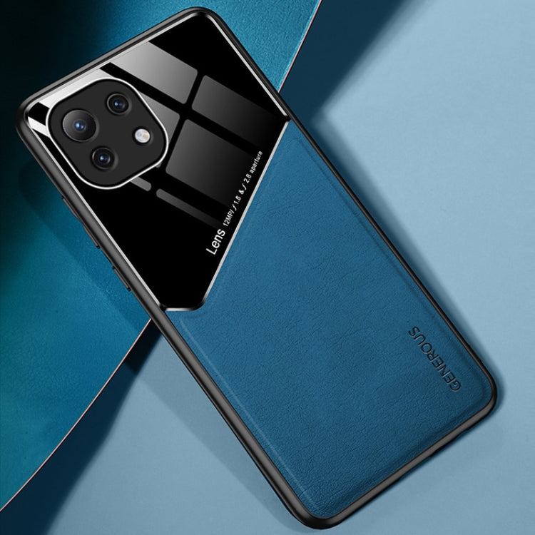 For Xiaomi Mi 11 Lite All-inclusive Leather + Organic Glass Protective Case with Metal Iron Sheet