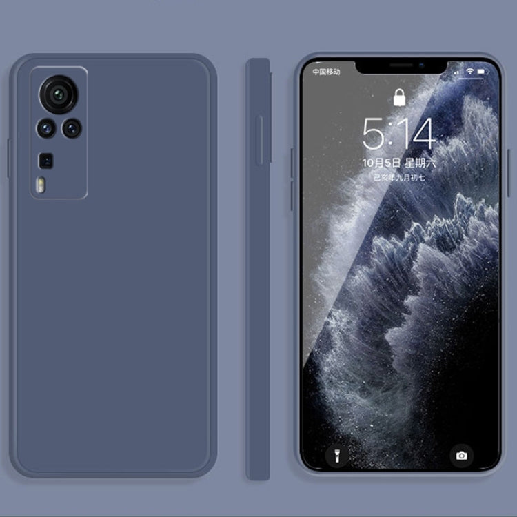 For vivo X60 Pro Solid Color Imitation Liquid Silicone Straight Edge Dropproof Full Coverage Protective Case