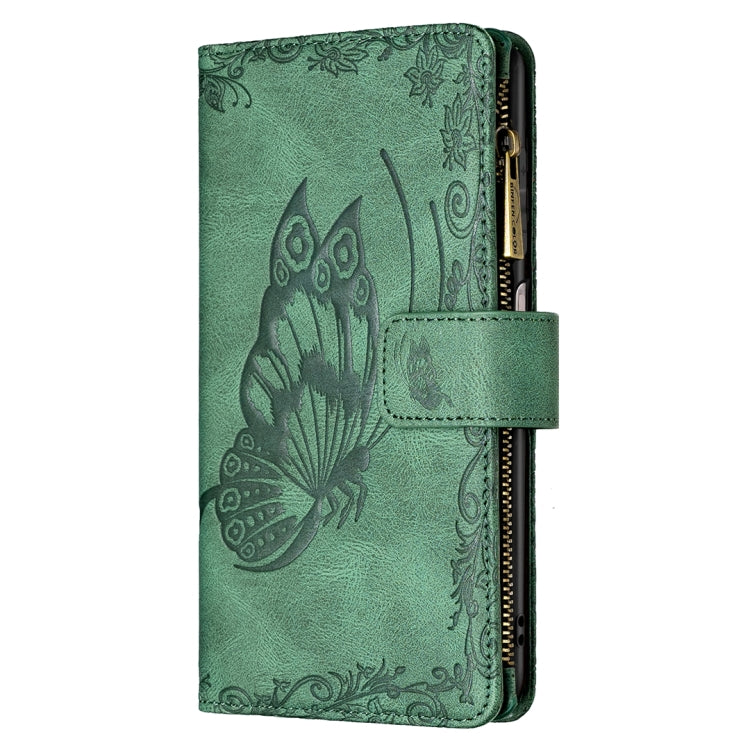 For Samsung Galaxy A12 Flying Butterfly Embossing Pattern Zipper Horizontal Flip Leather Case with Holder & Card Slots & Wallet