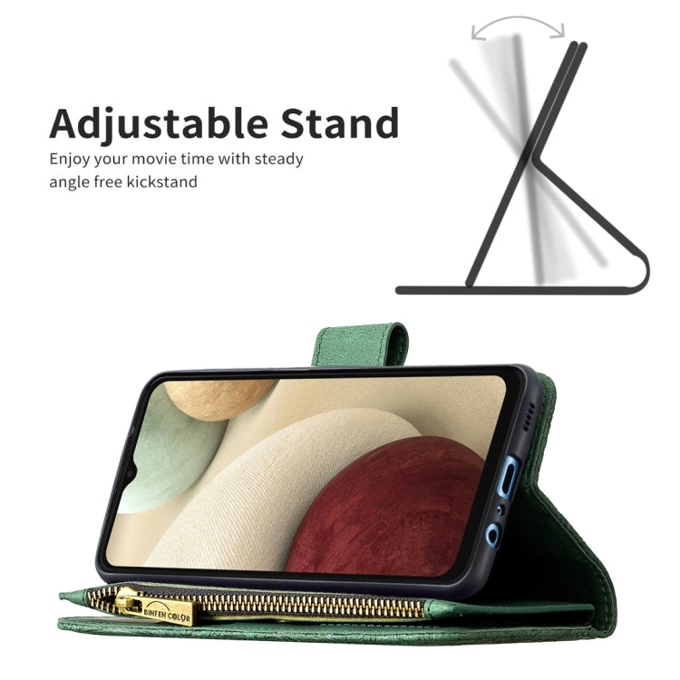 For Samsung Galaxy A12 Flying Butterfly Embossing Pattern Zipper Horizontal Flip Leather Case with Holder & Card Slots & Wallet