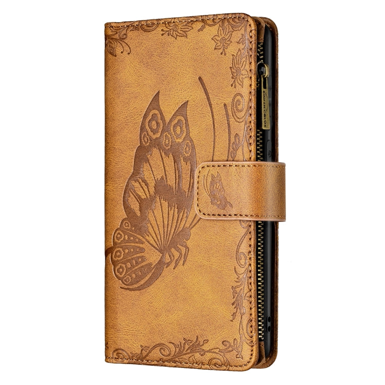 For Samsung Galaxy A21s Flying Butterfly Embossing Pattern Zipper Horizontal Flip Leather Case with Holder & Card Slots & Wallet