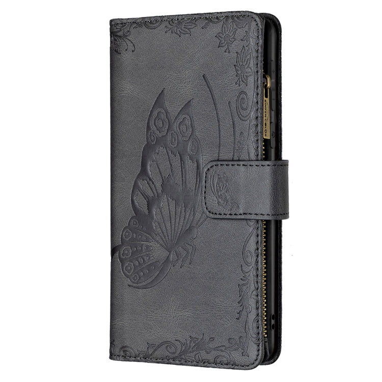 For Samsung Galaxy A21 Flying Butterfly Embossing Pattern Zipper Horizontal Flip Leather Case with Holder & Card Slots & Wallet
