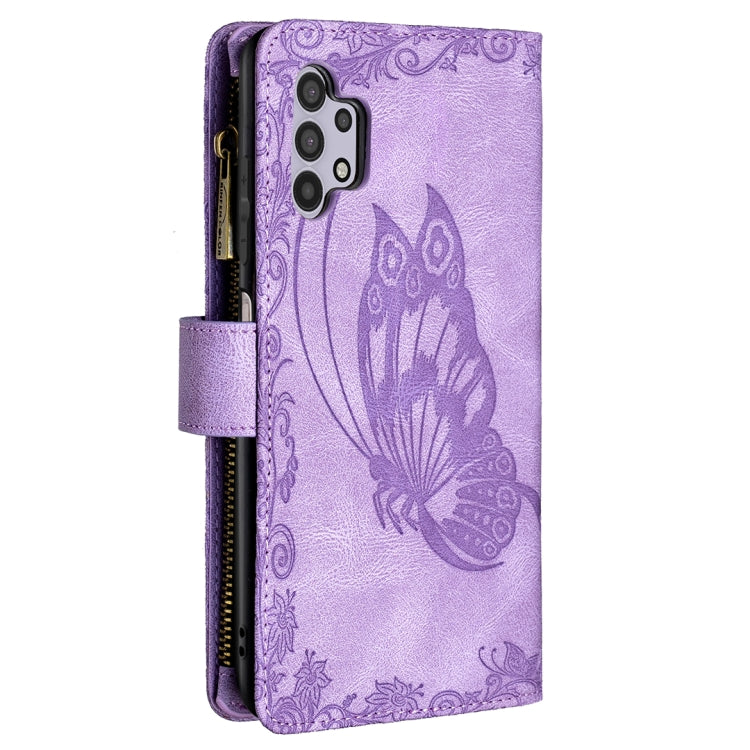 For Samsung Galaxy A32 5G Flying Butterfly Embossing Pattern Zipper Horizontal Flip Leather Case with Holder & Card Slots & Wallet