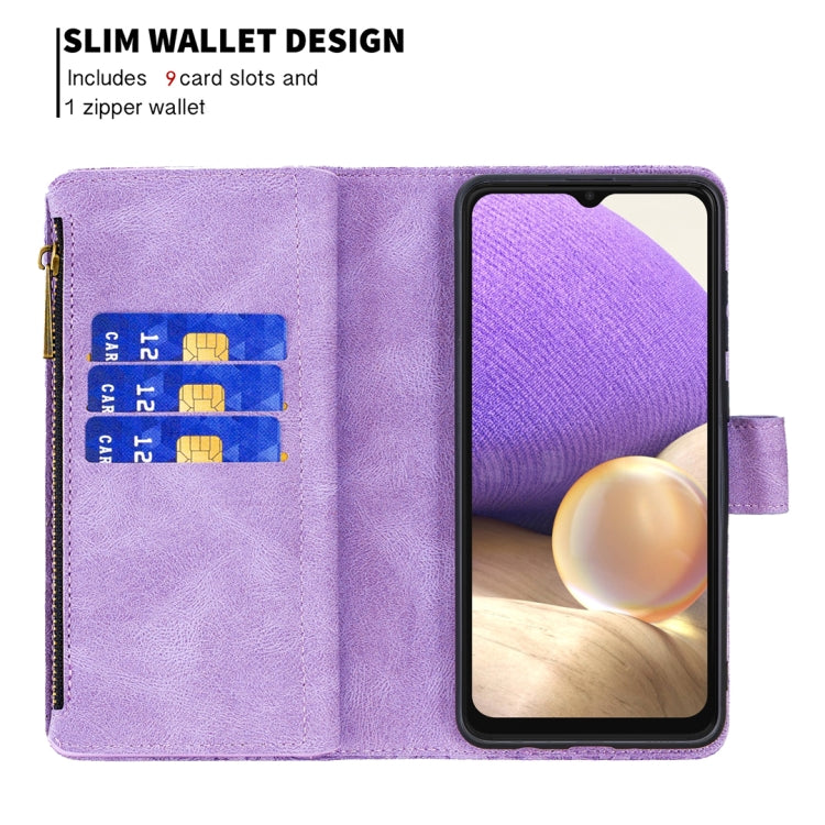 For Samsung Galaxy A32 5G Flying Butterfly Embossing Pattern Zipper Horizontal Flip Leather Case with Holder & Card Slots & Wallet