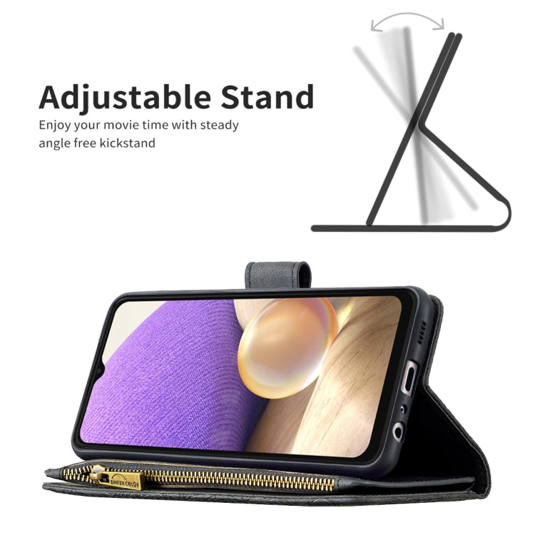 For Samsung Galaxy A32 5G Flying Butterfly Embossing Pattern Zipper Horizontal Flip Leather Case with Holder & Card Slots & Wallet