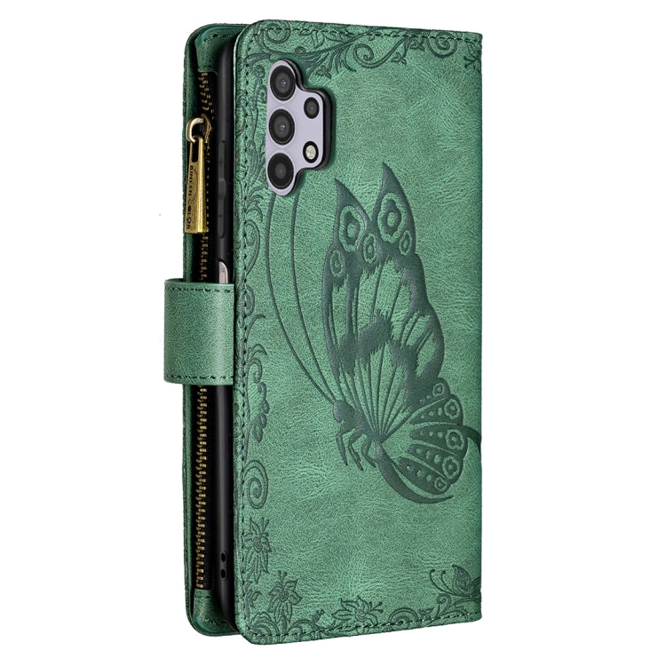 For Samsung Galaxy A32 5G Flying Butterfly Embossing Pattern Zipper Horizontal Flip Leather Case with Holder & Card Slots & Wallet