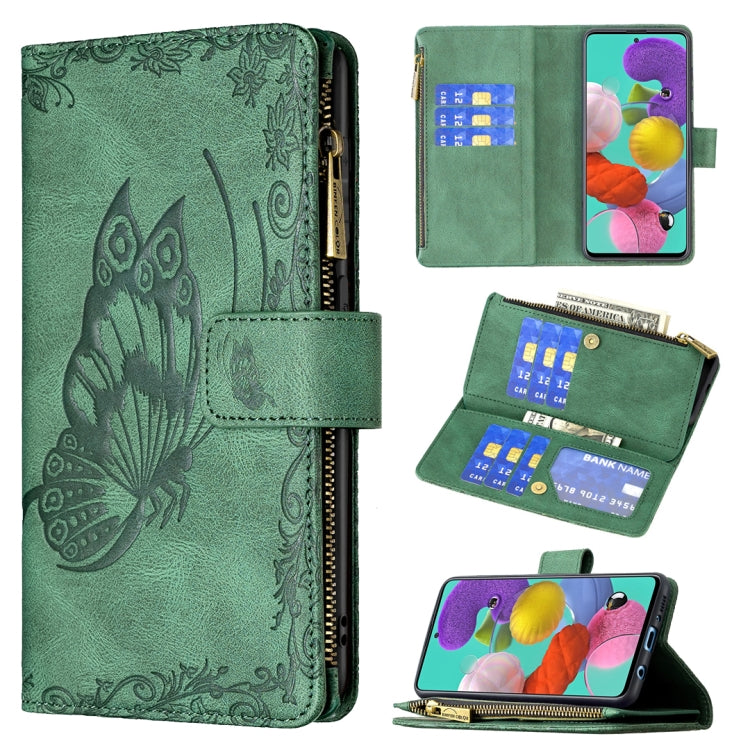 For Samsung Galaxy A51 4G Flying Butterfly Embossing Pattern Zipper Horizontal Flip Leather Case with Holder & Card Slots & Wallet