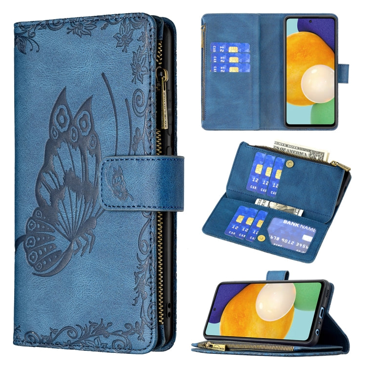 For Samsung Galaxy A52 4G / 5G Flying Butterfly Embossing Pattern Zipper Horizontal Flip Leather Case with Holder & Card Slots & Wallet