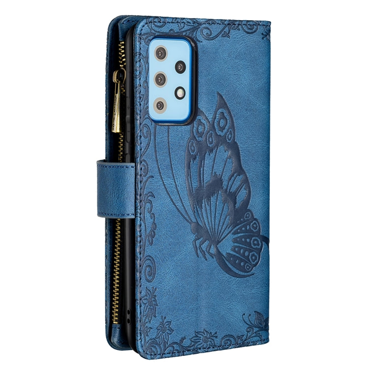 For Samsung Galaxy A52 4G / 5G Flying Butterfly Embossing Pattern Zipper Horizontal Flip Leather Case with Holder & Card Slots & Wallet