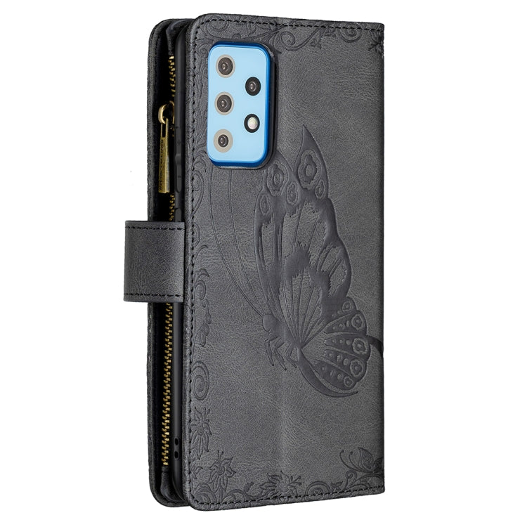 For Samsung Galaxy A52 4G / 5G Flying Butterfly Embossing Pattern Zipper Horizontal Flip Leather Case with Holder & Card Slots & Wallet
