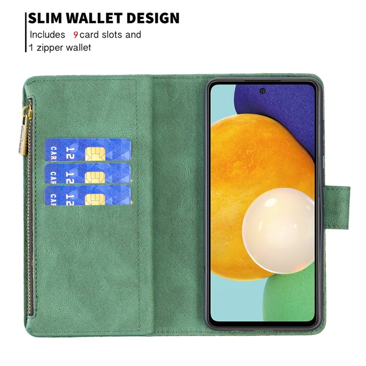 For Samsung Galaxy A52 4G / 5G Flying Butterfly Embossing Pattern Zipper Horizontal Flip Leather Case with Holder & Card Slots & Wallet