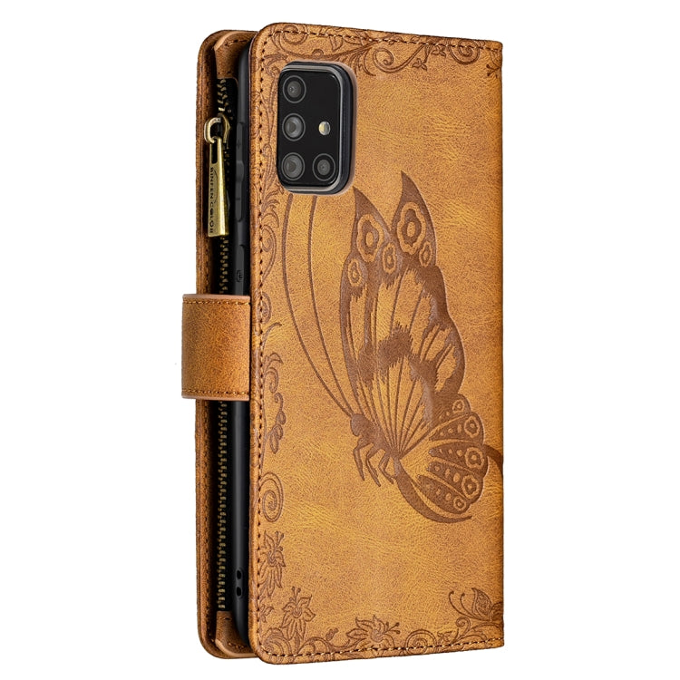 For Samsung Galaxy A71 4G Flying Butterfly Embossing Pattern Zipper Horizontal Flip Leather Case with Holder & Card Slots & Wallet