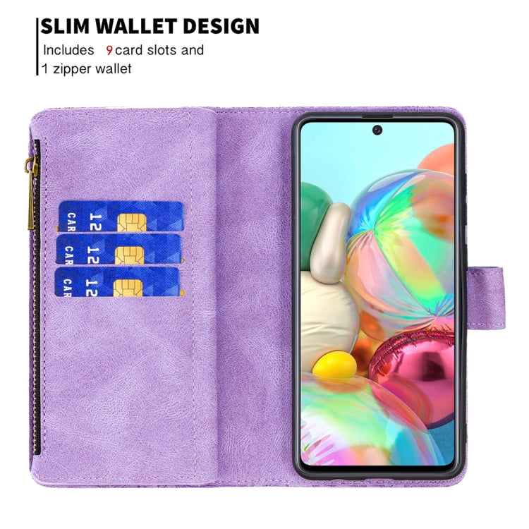 For Samsung Galaxy A71 4G Flying Butterfly Embossing Pattern Zipper Horizontal Flip Leather Case with Holder & Card Slots & Wallet