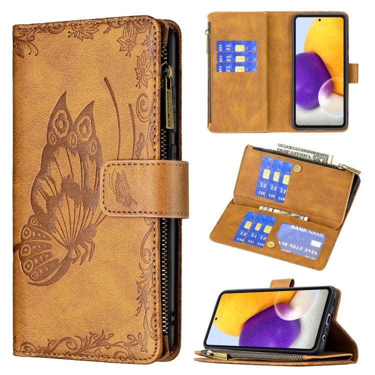 For Samsung Galaxy A72 4G / 5G Flying Butterfly Embossing Pattern Zipper Horizontal Flip Leather Case with Holder & Card Slots & Wallet