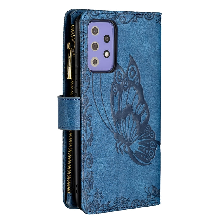 For Samsung Galaxy A72 4G / 5G Flying Butterfly Embossing Pattern Zipper Horizontal Flip Leather Case with Holder & Card Slots & Wallet