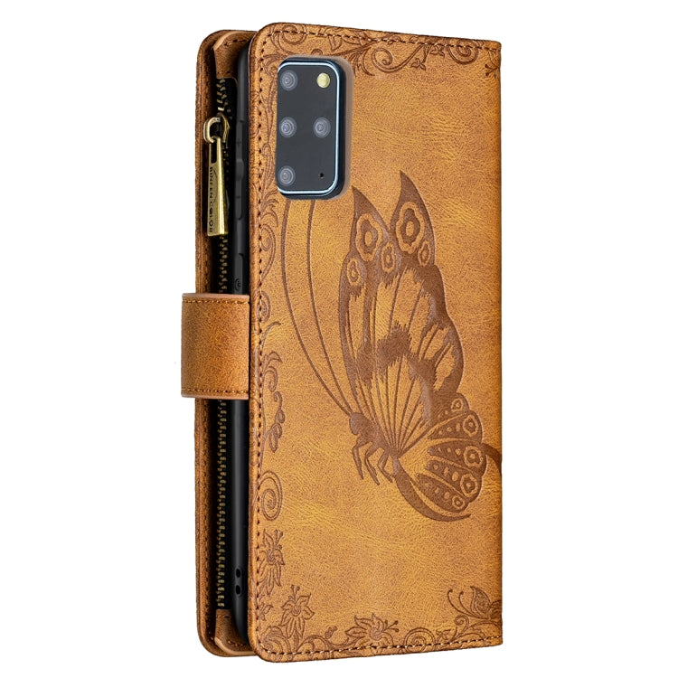 For Samsung Galaxy S20 Plus Flying Butterfly Embossing Pattern Zipper Horizontal Flip Leather Case with Holder & Card Slots & Wallet