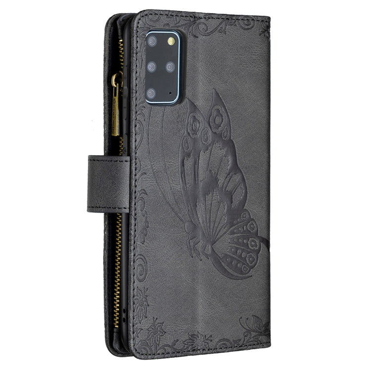 For Samsung Galaxy S20 Plus Flying Butterfly Embossing Pattern Zipper Horizontal Flip Leather Case with Holder & Card Slots & Wallet