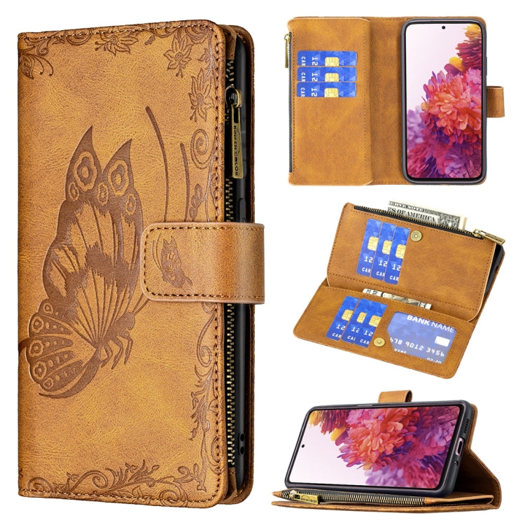 For Samsung Galaxy S20 FE Flying Butterfly Embossing Pattern Zipper Horizontal Flip Leather Case with Holder & Card Slots & Wallet