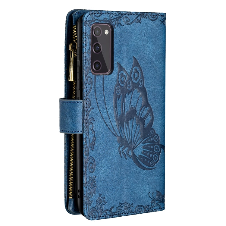 For Samsung Galaxy S20 FE Flying Butterfly Embossing Pattern Zipper Horizontal Flip Leather Case with Holder & Card Slots & Wallet