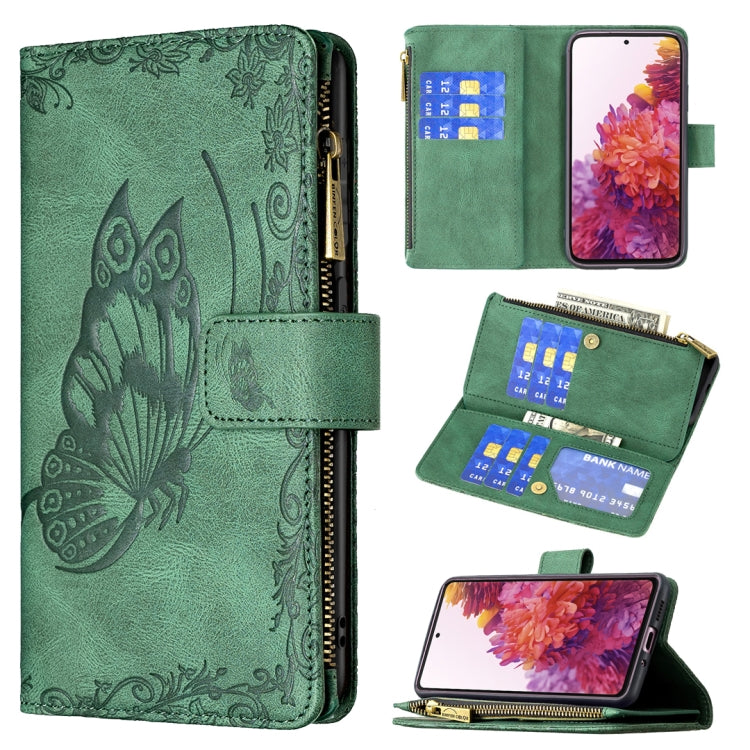 For Samsung Galaxy S20 FE Flying Butterfly Embossing Pattern Zipper Horizontal Flip Leather Case with Holder & Card Slots & Wallet