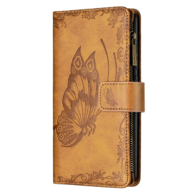 For Samsung Galaxy S21 5G Flying Butterfly Embossing Pattern Zipper Horizontal Flip Leather Case with Holder & Card Slots & Wallet