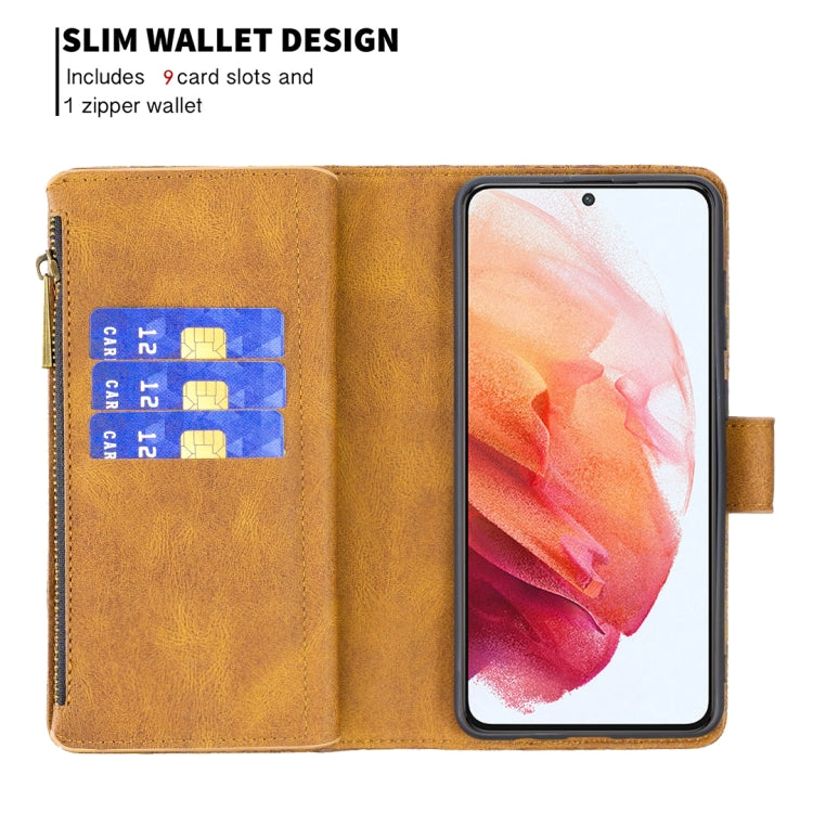 For Samsung Galaxy S21 5G Flying Butterfly Embossing Pattern Zipper Horizontal Flip Leather Case with Holder & Card Slots & Wallet