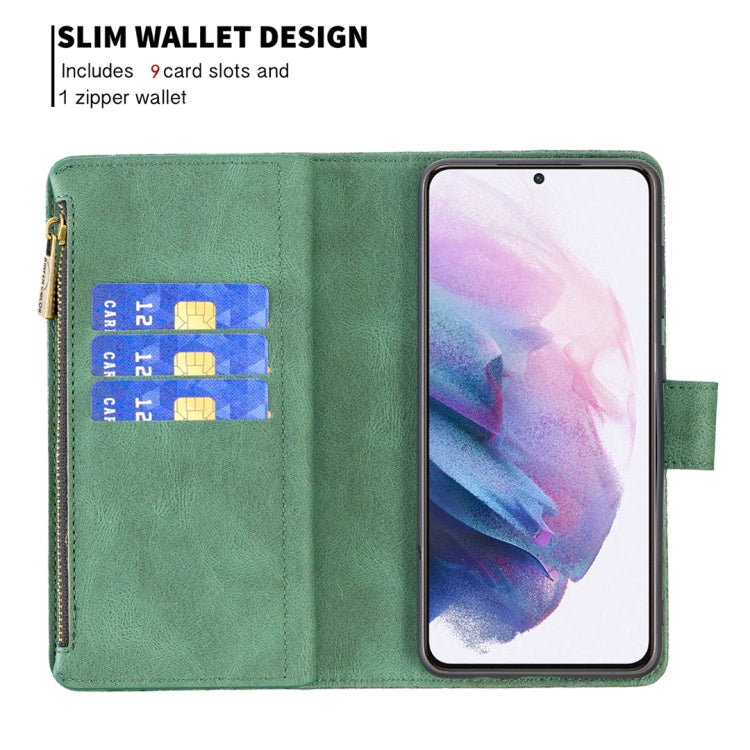 For Samsung Galaxy S21+ 5G Flying Butterfly Embossing Pattern Zipper Horizontal Flip Leather Case with Holder & Card Slots & Wallet