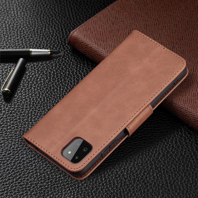 For Samsung Galaxy A22 5G Retro Lambskin Texture Pure Color Horizontal Flip PU Leather Case with Holder & Card Slots & Wallet & Lanyard