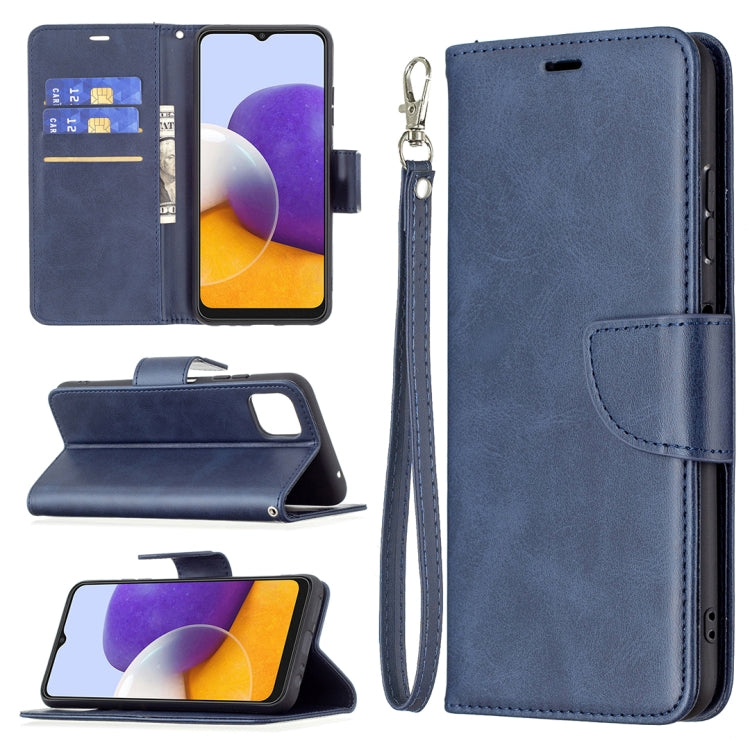 For Samsung Galaxy A22 5G Retro Lambskin Texture Pure Color Horizontal Flip PU Leather Case with Holder & Card Slots & Wallet & Lanyard