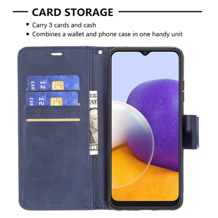 For Samsung Galaxy A22 5G Retro Lambskin Texture Pure Color Horizontal Flip PU Leather Case with Holder & Card Slots & Wallet & Lanyard