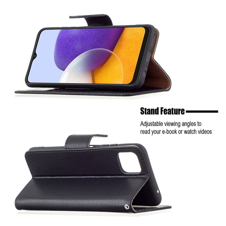 For Samsung Galaxy A22 5G Litchi Texture Pure Color Horizontal Flip Leather Case with Holder & Card Slots & Wallet & Lanyard