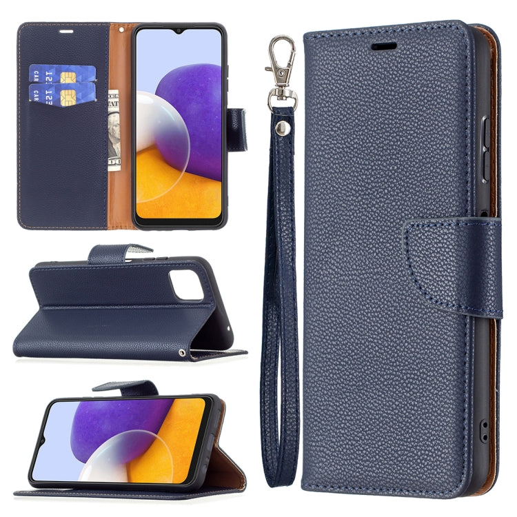 For Samsung Galaxy A22 5G Litchi Texture Pure Color Horizontal Flip Leather Case with Holder & Card Slots & Wallet & Lanyard