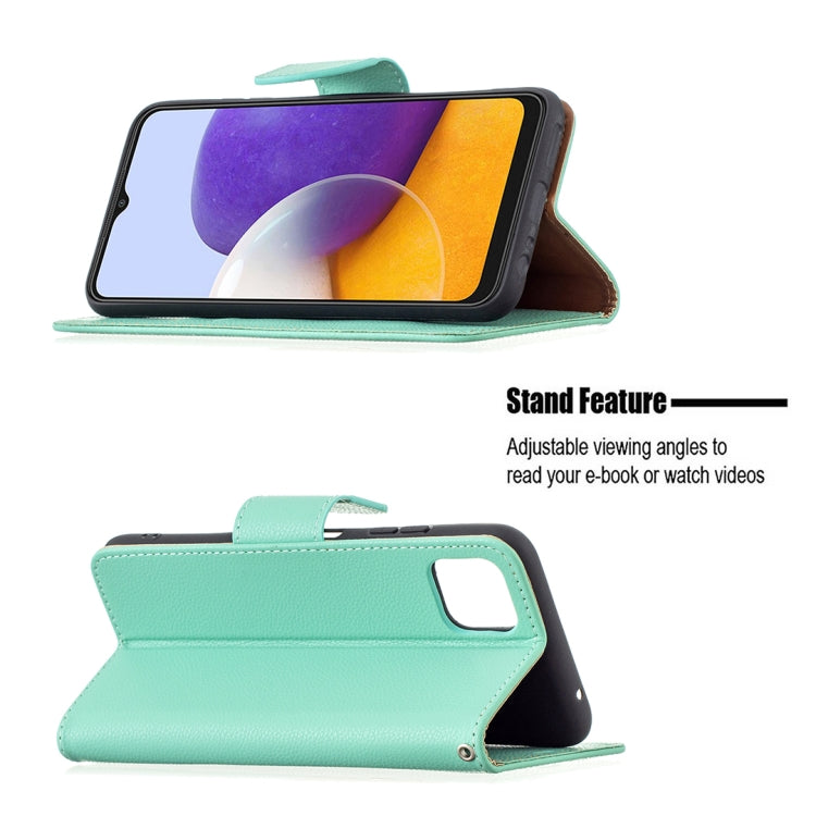 For Samsung Galaxy A22 5G Litchi Texture Pure Color Horizontal Flip Leather Case with Holder & Card Slots & Wallet & Lanyard