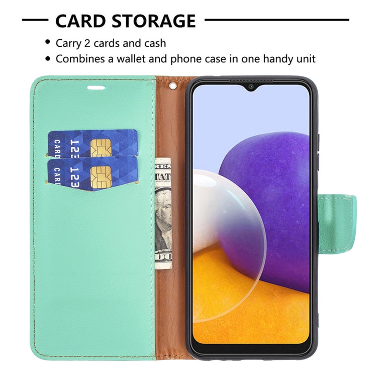 For Samsung Galaxy A22 5G Litchi Texture Pure Color Horizontal Flip Leather Case with Holder & Card Slots & Wallet & Lanyard